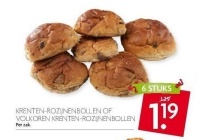 krenten rozijnenbollen of volkoren krenten rozijnenbollen