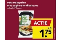 pofaardappelen met yoghurt knoflooksaus