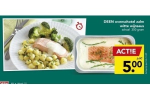 deen ovenschotel zalm witte wijnsaus