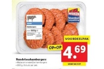 rundvleeshamburgers 800 gram