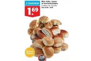 mini witte tarwe of krentenbolletjes