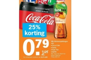 alle kleinverpakkingen van coca cola fanta fuze tea sprite