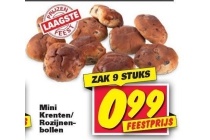 mini krenten of rozijnenbollen