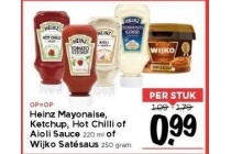 heinz mayonaise ketchup hot chili of aioli sauce of wijko satesaus