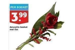 amaryllis boeket met ilex