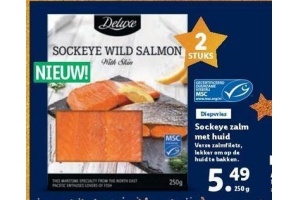 sockeye zalm met huid