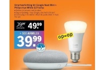 smartverlichting kit google nest mini philips hue white e27 lamp