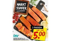 zalmfilet met huis gerookte noorse zalm en een warmgerookte zalmsteak