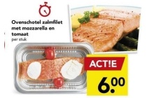 ovenschotel zalmfilet met mozzarella en tomaat