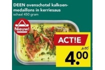 deen ovenschotel kalkoenmedaillons in kerriesaus