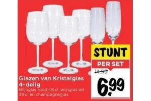 glazen van kristalglas 4 delig