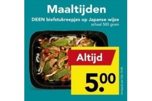 deen biefstukreepjes op japanse wijze