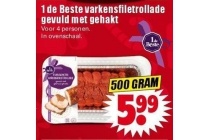 1 de beste varkensfiletrollade gevuld met gehakt
