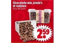 chocolade mix pinda s of rozijnen