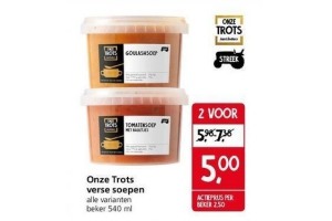 onze trots verse soepen