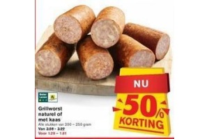 grillworst naturel of met kaas