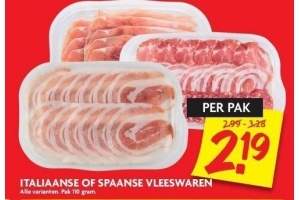 italiaanse of spaanse vleeswaren