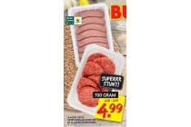 slagers beste varkensbraadworsten of slagershamburgers