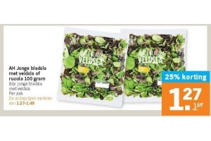 ah jonge bladsla met veldsla of rucola 100 g