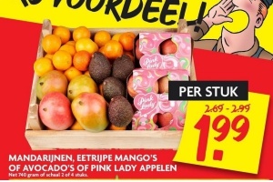 mandarijnen eetrijpe mango s of avocado s en pink lady appelen