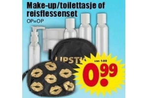 make up toilettasje of reisflessenset