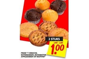 proef t verschil boterkoeken roomboter appelkoeken of muffins