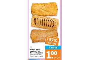 alle ah vega saucijzen en frikandelbroodjes