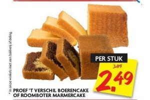 proef t verschil boerencake of roomboter marmercake