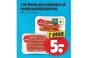 1 de beste porcspinners of rundergehaktspiesen