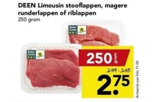 deen limousin stooflappen magere runderlappen of riblappen