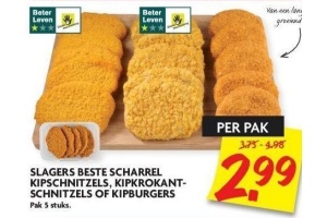 slagers beste scharrel kipschnitzels kipkrokantschnitzels of kipburgers