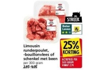 limousin runderpoulet bouillonvlees of schenkel met been