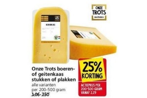 onze trots boeren of geitenkaas stukken of plakken