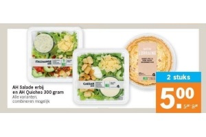 ah salade erbij en ah quiches 300 gram