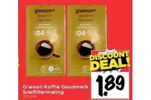 g woon koffie goudmerk snelfiltermaling