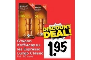 g woon koffiecapsules espresso lungo classic