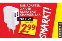 usb adapter 2 x usb ultra fast charger 3 4a