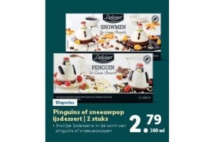 pinguins of sneeuwpop ijsdessert