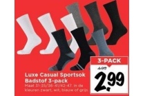luxe casual sportsok badstof 3 pack
