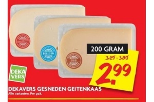 dekavers gesneden geitenkaas