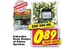 gekookte rode bietjes of kleine spruiten