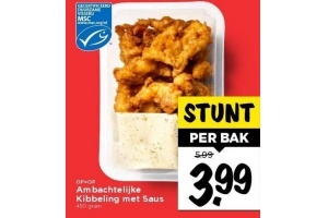 ambachtelijke kibbeling met saus