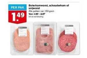 boterhamworst snijworst en schouderham