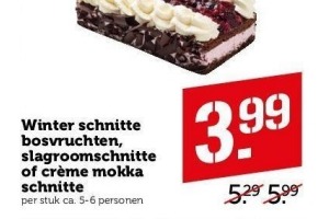 winter schnitte bosvruchten slagroomschnitte of creme mokka schnitte