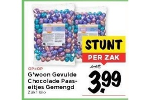 g woon gevulde chocolade paaseitjes gemengd