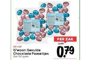 g woon gevulde chocolade paaseitjes