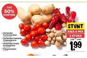 hollandse pruimtomaten hollandse kastanje champignons hollandse zoete puntpaprika flespompoen