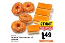 oranje tompoucen of donuts