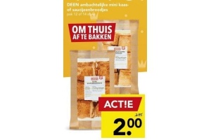 deen ambachtelijke mini kaas of saucijzenbroodjes