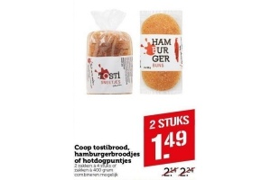 coop tostibrood hamburgerbroodjes of hotdogpuntjes